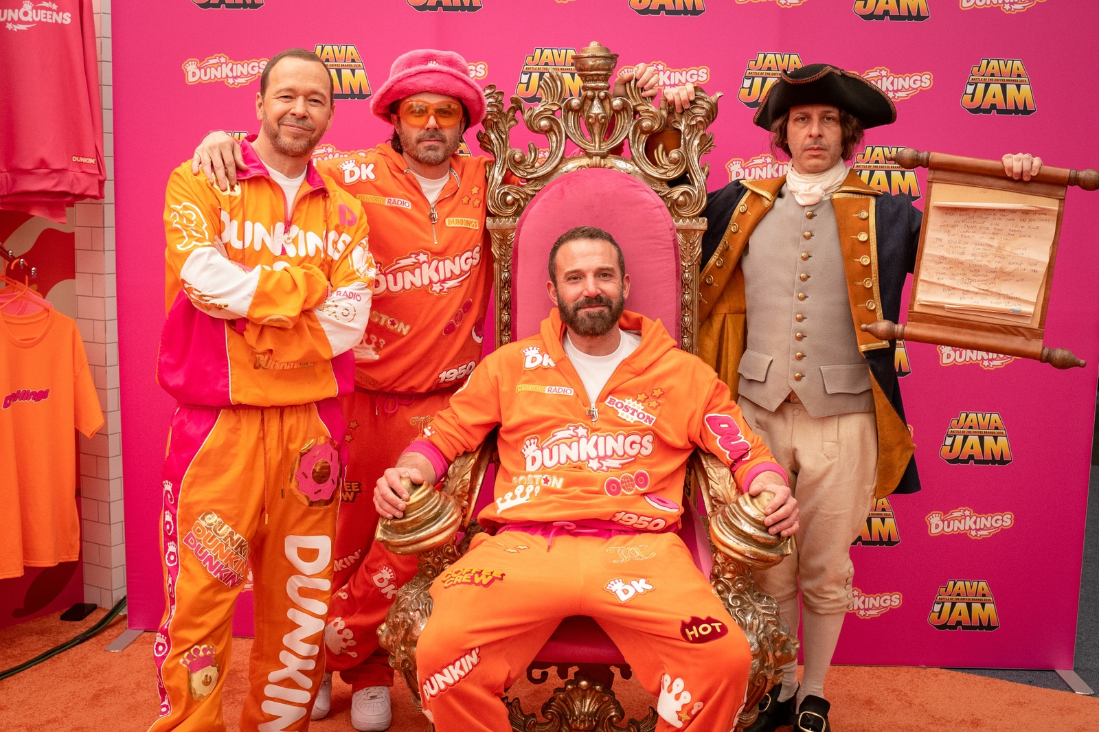 The DunKings 2.0: Ben Affleck, Casey Affleck and Jeremy Strong alongside boy band legend Donnie Wahlberg