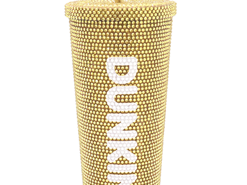 Dunkin' Gold Sparkly Tumbler