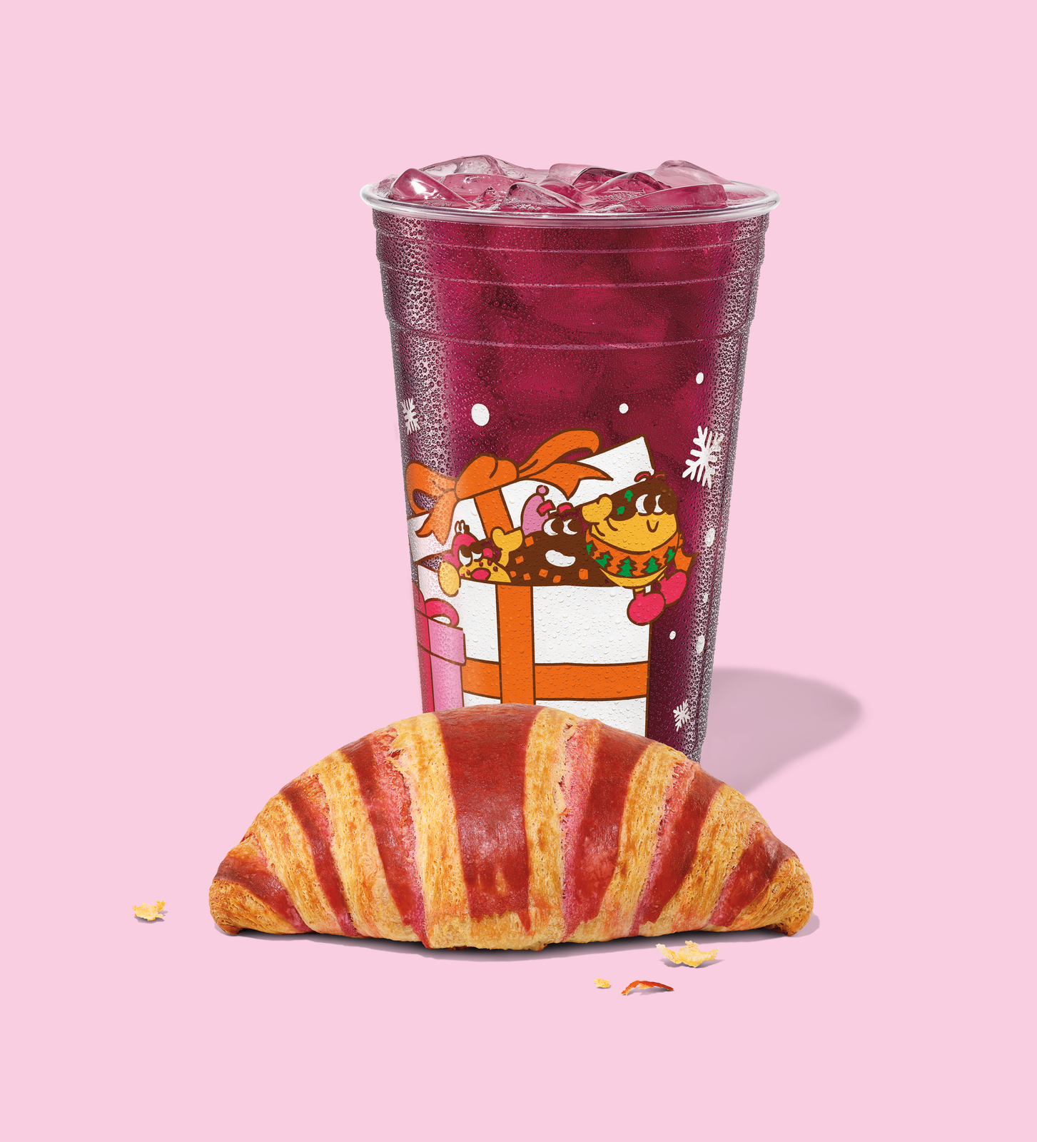 Dunkin' Berry Sangria Refresher and Raspberry Striped Croissant