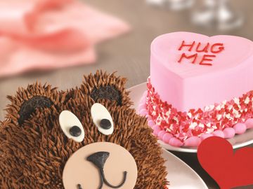 Teddy Bear Cake and Conversation Heart Cake