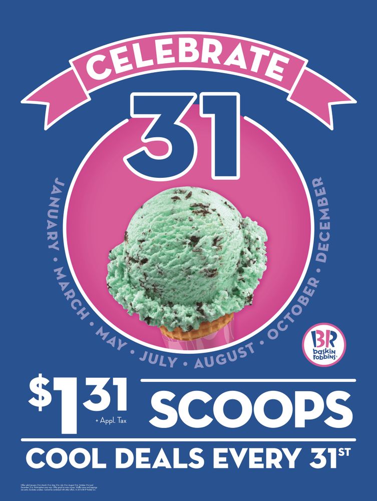 Baskin-Robbins Holds First “Celebrate 31” Promotion of 2016 on Sunday, January 31st