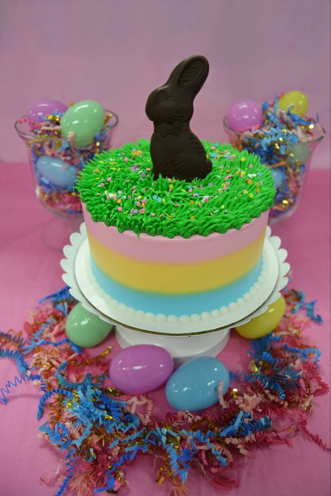 Make Your Holiday Dessert Table Pop with This Bunny Stripe Cake Tablescape from Baskin-Robbins 