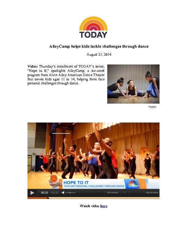 The Today Show - AileyCamp helps kids tackle challenges through dance