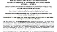 Alvin Ailey American Dance Theater's 2016 International Tour Includes Performances In The United Kingdom, Switzerland And Denmark September 6 - October 20