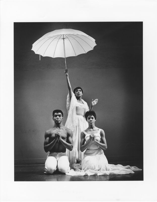 Alvin Ailey, Ella Thompson Moore and Myrna White in Alvin Ailey's Revelations. Photo by Jack Mitchell. (©) Alvin Ailey Dance Foundation, Inc. and Smithsonian Institution