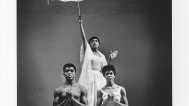 Alvin Ailey, Ella Thompson Moore and Myrna White in Alvin Ailey's Revelations. Photo by Jack Mitchell. (©) Alvin Ailey Dance Foundation, Inc. and Smithsonian Institution