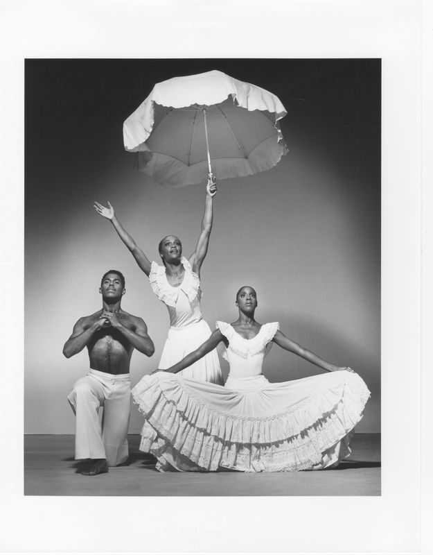 Don Bellamy, Renee Robinson, Nasha Thomas in Alvin Ailey's Revelations. Photo by Jack Mitchell. (©) Alvin Ailey Dance Foundation, Inc. and Smithsonian Institution
