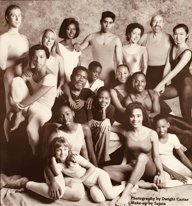 Alvin Ailey in 1989 with students from The Ailey School