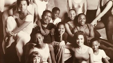 Alvin Ailey in 1989 with students from The Ailey School