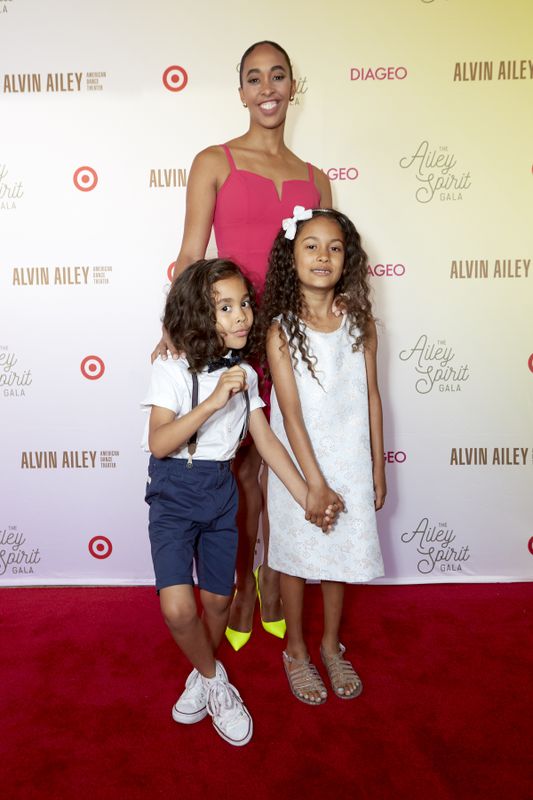 Alvin Ailey American Dance Theater's Constance Stamatiou with her children and Ailey School students Thanos and Savannah