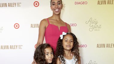Alvin Ailey American Dance Theater's Constance Stamatiou with her children and Ailey School students Thanos and Savannah