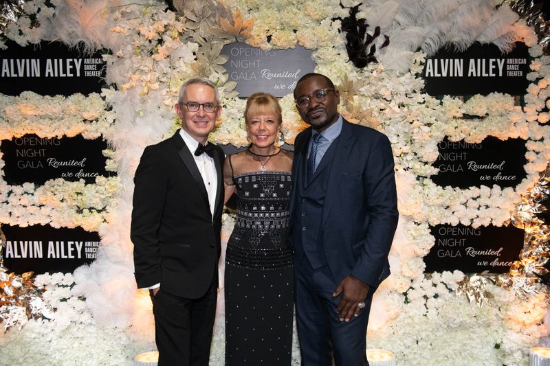 Ailey Executive Director Bennett Rink, Board Chairman and Gala co-chair Daria L. Wallach, and Artistic Director Robert Battle at Ailey's 2021 Opening Night Gala
