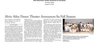 The New York Times - Alvin Ailey Dance Theater Announces Its Fall Season