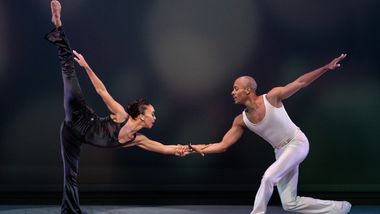 Alvin Ailey American Dance Theater's Constance Stamatiou and Yannick Lebrun in Alvin Ailey's Pas de Duke