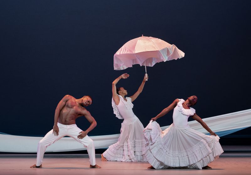 Alvin Ailey American Dance Theater's Solomon Dumas, Constance Stamatiou and Yazzmeen Laidler in Alvin Ailey's Revelations