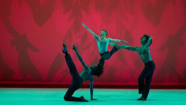 Alvin Ailey American Dance Theater's Chalvar Monteiro, Patrick Coker and James Gilmer in Alvin Ailey's Revelations