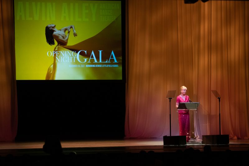 Ailey's Board Chairman and Gala Co-Chair Daria L Wallach speaking at the 2022 Opening Night Gala