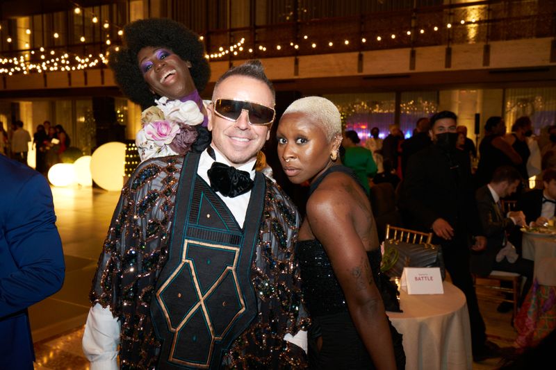 J Alexander, Legendary Damon, and Honorary Chair Cynthia Erivo at the 2022 Ailey Spirit Gala