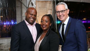 Gala Co-Chairs Dr. Danielle Robinson and Reverend Dwayne McClary with Executive Director Bennett Rink at the 2022 Ailey Spirit Gala