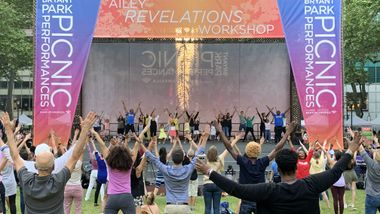 Renee Robinson leading Revelations Celebration Workshop in Bryant Park
