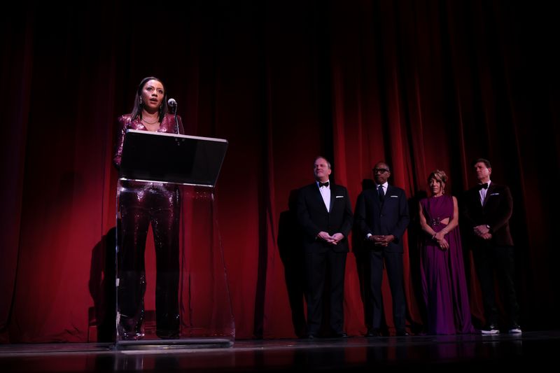 Gala Co-Chair Sela Collins speaking at Ailey's 2023 Washington, D.C. Gala