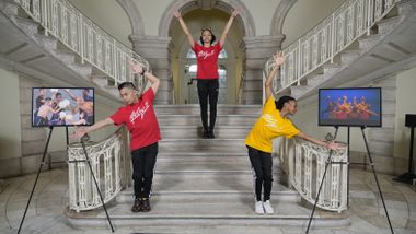 Ailey II dancers in NYCs City Hall at the announcement of the AileyMovesNYC! photography installation