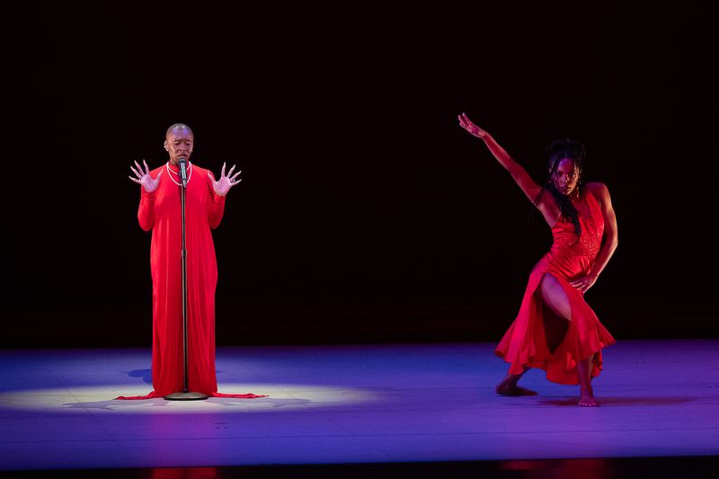 Honorary Chair Cynthia Erivo and Ailey's Samantha Figgins performing A Tribute and Celebration for Judith Jamison at Ailey's 2023 Opening Night Gala