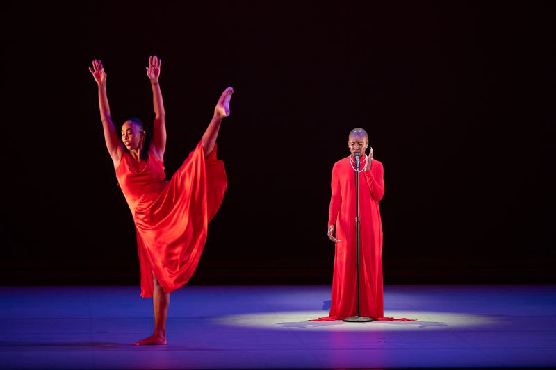 Honorary Chair Cynthia Erivo and Ailey's Constance Stamatiou performing A Tribute and Celebration for Judith Jamison at Ailey's 2023 Opening Night Gala