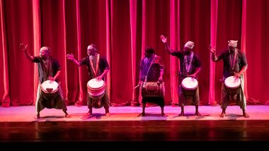Ailey Extension Students and Maguette Camara in his Djoutalla at the Ailey Spirit Gala 2023