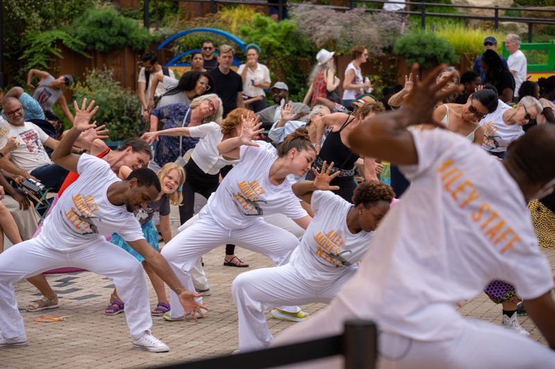 Amos Machanic leading AIE's Revelations Workshop at Little Island, Ailey Moves NYC 2022