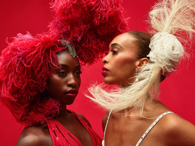 Alvin Ailey American Dance Theater's Caroline T. Dartey and Constance Stamatiou in Alvin Ailey's The Mooche