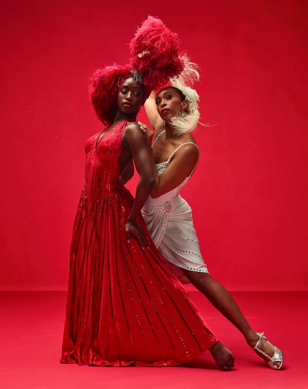 Alvin Ailey American Dance Theater's Caroline T. Dartey and Constance Stamatiou in Alvin Ailey's The Mooche