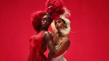 Alvin Ailey American Dance Theater's Caroline T. Dartey and Constance Stamatiou in Alvin Ailey's The Mooche