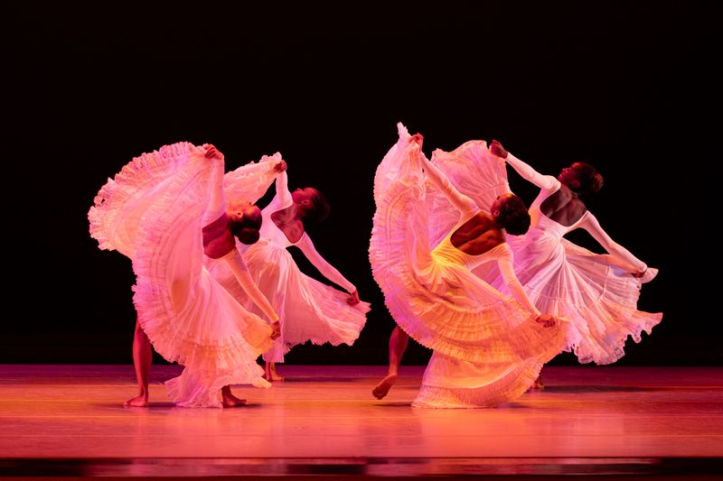 AAADT's C.Stamatiou, J.Harris, S.Figgins and C. Dartey in Alvin Ailey's Cry, 2024 Opening Night Gala tribute to Judith Jamison