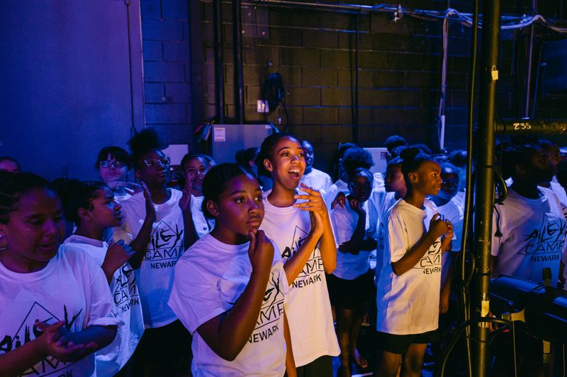 Backstage at the AileyCamp Newark final performance 2023