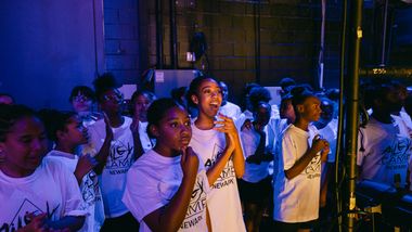 Backstage at the AileyCamp Newark final performance 2023