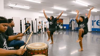 Children's Aid AileyCamp New York in West African dance class