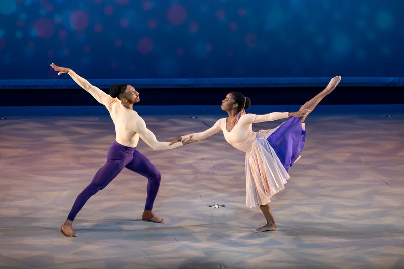 Ailey IIs Xhosa Scott and Kiri Moore in Alvin Aileys The Lark Ascending. Photo by Danica Paulos