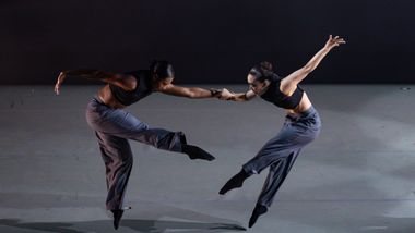 Ailey II's Carley Cruzat Brooks and Jennifer M. Gerken in Houston Thomas' Down the Rabbit Hole. Photo by Danica Paulos