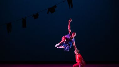 Ailey II's Xavier Logan and Meredith Brown in Chalvar Monteiro's Berry Dreamin. Photo by Nir Arieli