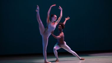 Ailey II's Meredith Brown and Kamani Abu in Alvin Ailey's Streams. Photo by Nir Arieli