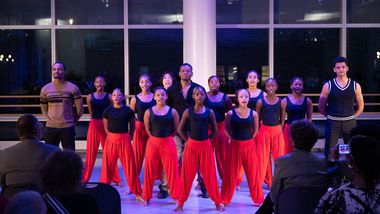 AAADT AileyCamp alumni and current campers recite Daily Affirmations, Alicia Graf Mack welcome event