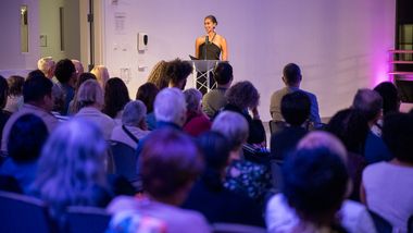 AILEY Artistic Director Alicia Graf Mack shares remarks at her welcome event