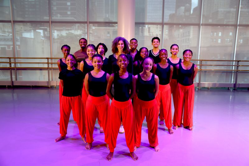 Alicia Graf Mack with AileyCamp students and AAADT Dancers who are alumni. Artistic Director welcome event. Photo by Tiara Nock