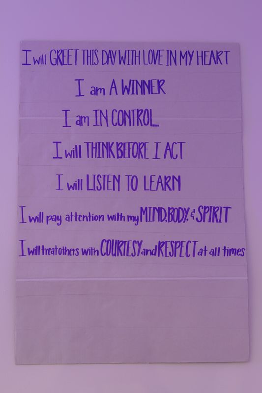 AileyCamp Daily Affirmations wall at Children's Aid/AileyCamp New York