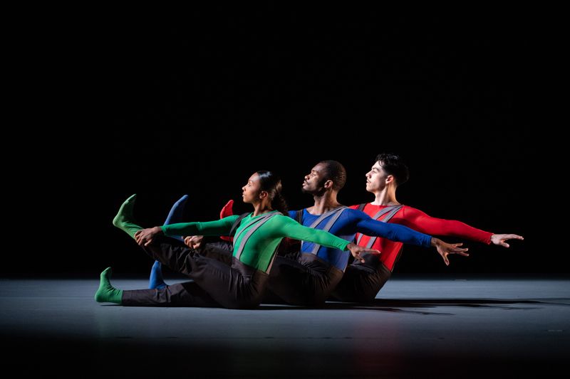 Ailey II's C. Brooks, X. Logan, and E. Vidana in MyKal Stromile's Third Person Point of View. Photo by Nir Arieli