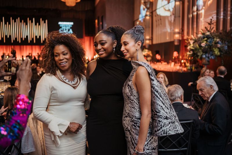 Lorraine Toussaint, Samara Joy and AAADT's Artistic Director Alicia Graf Mack at the 2025 Opening Night Gala