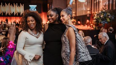 Lorraine Toussaint, Samara Joy and AAADT's Artistic Director Alicia Graf Mack at the 2025 Opening Night Gala
