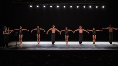 Alvin Ailey American Dance Theater in Medhi Walerskis Blink of an Eye with violinist Melissa White, 2025 Opening Night Gala