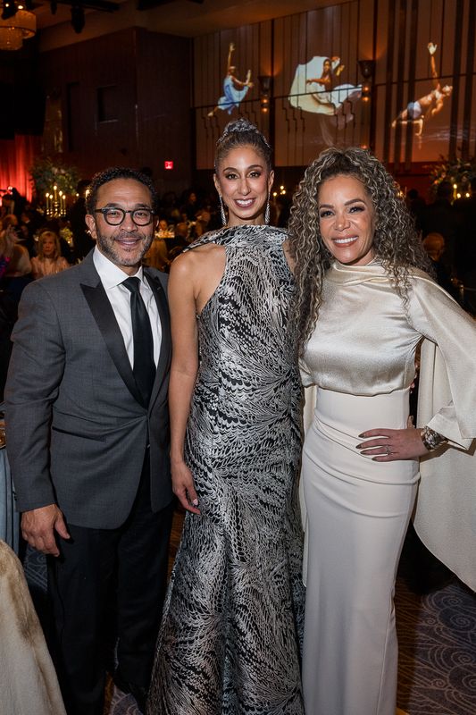Emmanuel Hostin, Artistic Director Alicia Graf Mack and Sunny Hostin at Ailey's 2025 Opening Night Gala